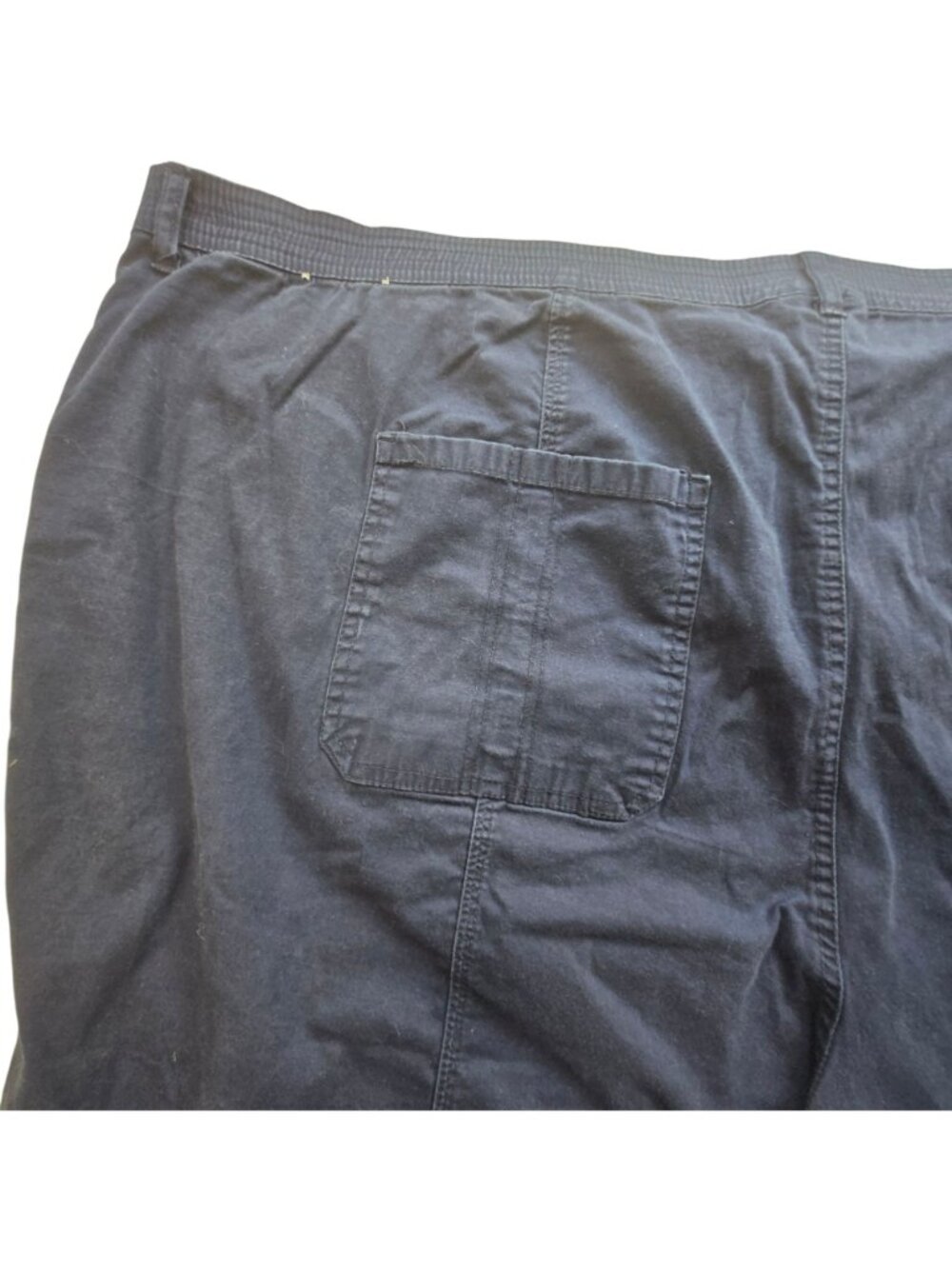 Catherines Womens Plus Size 5X Stretch Cotton Capri Pants Drawstring Navy Blue - Picture 12 of 16